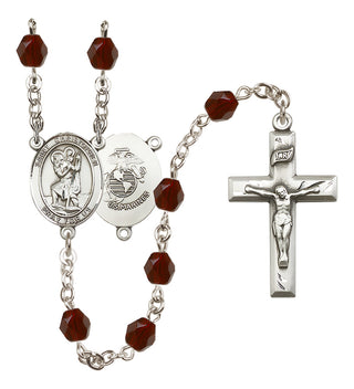 Silver-Plated 6mm Saint Christopher / Marines Rosary