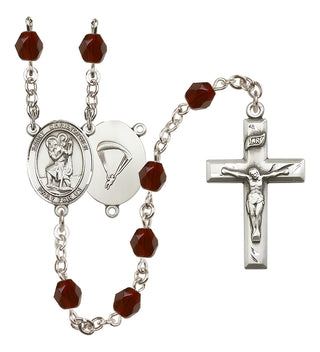 Silver-Plated 6mm Saint Christopher / Paratrooper Rosary