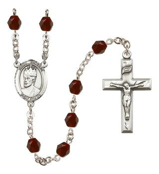 Silver-Plated 6mm Saint Edward the Confessor  Engraved Catholic Rosaries