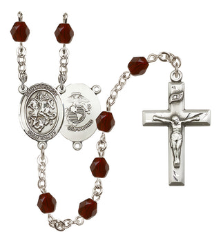 Silver-Plated 6mm Saint George / Marines Rosary