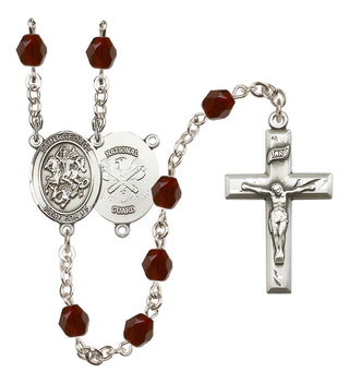 Silver-Plated 6mm Saint George / Nat'l Guard Rosary