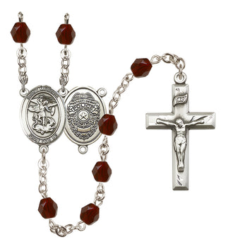 Silver-Plated 6mm Saint Michael the Archangel/Policeman Rosary