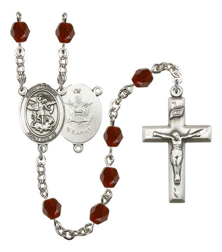 Saint Michael and Army Rosary with Garnet Beads