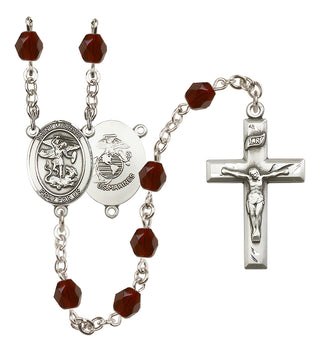 Silver-Plated 6mm Saint Michael / Marines Rosary