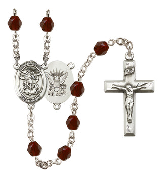 Silver-Plated 6mm Saint Michael / Navy Rosary