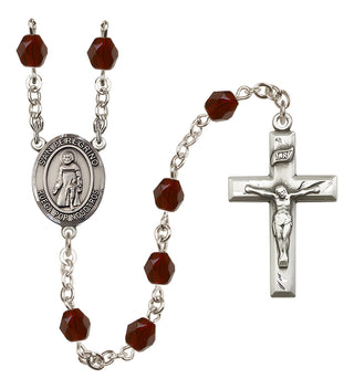 Silver Plated 6mm Fire Polished San Peregrino Rosary in Garnet