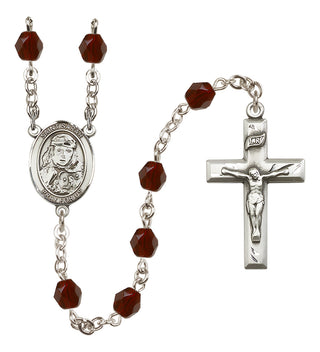 Silver-Plated 6mm Saint Sarah  Engraved Catholic Rosaries