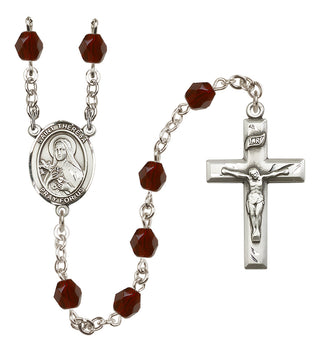 Silver-Plated 6mm Saint Theresa  Engraved Catholic Rosaries
