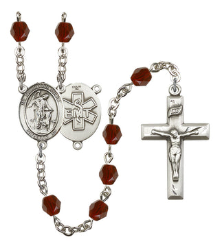 Guardian Angel and EMT Rosary with Garnet Beads