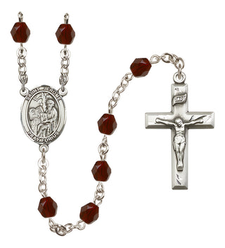 Silver-Plated 6mm Saint Jerome  Engraved Catholic Rosaries