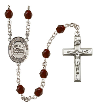 Silver-Plated 6mm Saint Christopher/Swimming Rosary