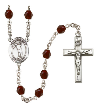 Silver-Plated 6mm Saint Sebastian/Golf Rosary