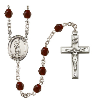 Silver-Plated 6mm Saint Sebastian/Lacrosse Rosary