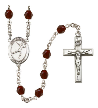Silver-Plated 6mm Saint Sebastian/Figure Skating Rosary