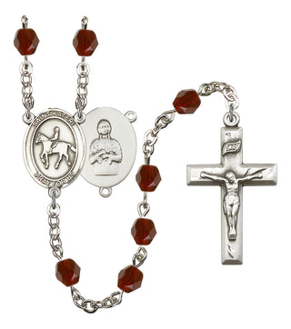 Saint Kateri and Equestrian Rosary with Garnet Beads