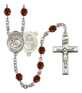 Our Lady of Mount Carmel Rosary with Garnet Beads