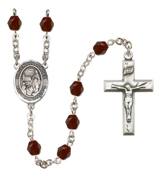 Silver Plated 6mm Fire Polished Our Lady of Lourdes Rosary in Garnet