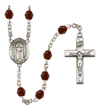 Silver-Plated 6mm Saint Matthias the Apostle  Engraved Catholic Rosaries