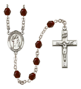 Silver Plated 6mm Fire Polished Saint John of Capistrano Rosary in Garnet