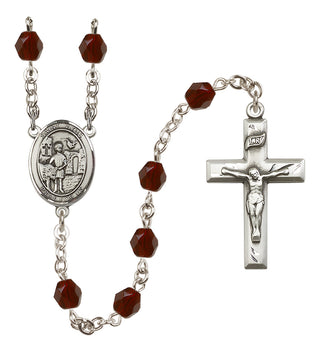 Silver Plated 6mm Fire Polished Saint Vitus Rosary in Garnet