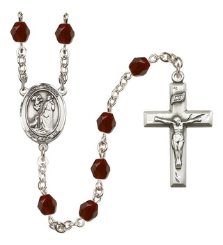 Silver-Plated 6mm Saint Rocco  Engraved Catholic Rosaries