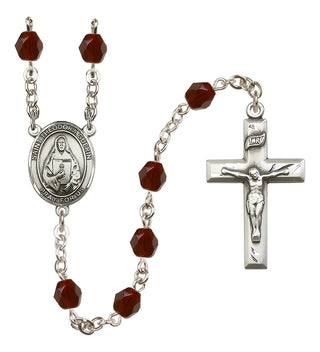 Silver Plated 6mm Fire Polished Saint Theodora Rosary in Garnet