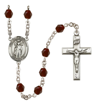 Silver Plated 6mm Fire Polished Saint Ivo of Kelmartin Rosary in Garnet