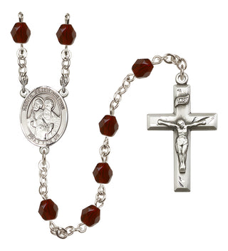 Silver Plated 6mm Fire Polished Saints Peter & Paul Rosary in Garnet
