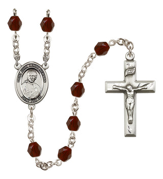 Silver Plated 6mm Fire Polished Blessed John Henry Newman Rosary in Garnet