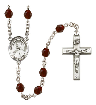 Silver Plated 6mm Fire Polished Saint Andre Bessette Rosary in Garnet