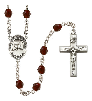 Silver Plated 6mm Fire Polished Saint Jose Sanchez del Rio Rosary in Garnet
