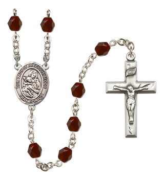 Silver Plated 6mm Fire Polished Our Lady of the Precious Blood Rosary in Garnet
