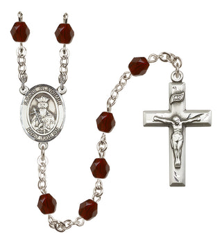 Silver Plated 6mm Fire Polished Saint Vladimir Rosary in Garnet