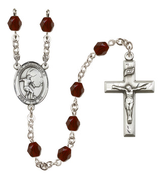 Silver-Plated 6mm Saint Christopher/Soccer Rosary