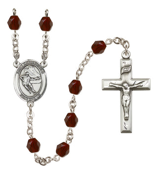 Silver-Plated 6mm Saint Christopher/Hockey Rosary