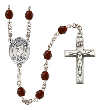 Silver-Plated 6mm Saint Christopher/Lacrosse Rosary