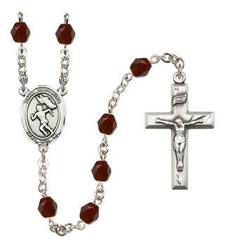 Silver-Plated 6mm Saint Sebastian /Track&Field-Women Rosary