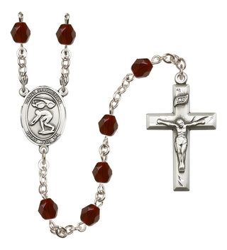 Silver-Plated 6mm Saint Sebastian/Swimming Rosary