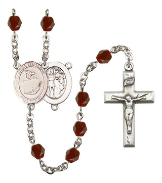 Saint Sebastian and Gymnastics Rosary with Garnet Beads