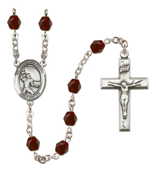 Silver-Plated 6mm Guardian Angel/Football Rosary
