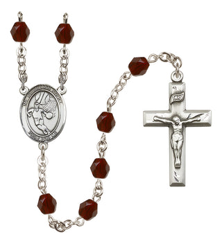 Silver-Plated 6mm Guardian Angel/Basketball Rosary