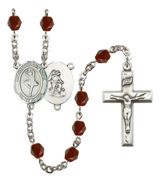 Guardian Angel and Dance Rosary with Garnet Beads