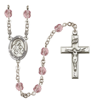 Silver Plated 6mm Fire Polished Santa Ana Rosary in Light Amethyst