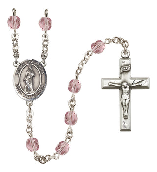 Silver-Plated 6mm Santa Barbara  Engraved Catholic Rosaries