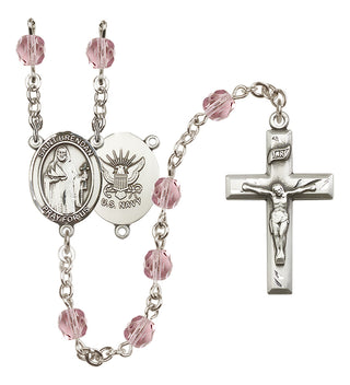 Silver-Plated 6mm Saint Brendan the Navigator / Navy Rosary