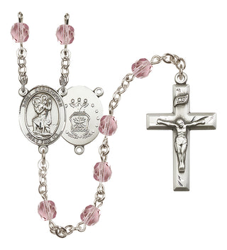 Silver-Plated 6mm Saint Christopher / Air Force Rosary