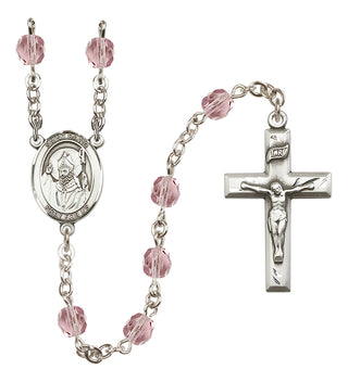 Silver Plated 6mm Fire Polished Saint David of Wales Rosary in Light Amethyst