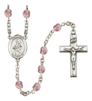 Silver Plated 6mm Fire Polished Saint Jane of Valois Rosary in Light Amethyst