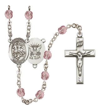 Silver-Plated 6mm Saint George / Navy Rosary