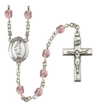 Silver Plated 6mm Fire Polished Saint Gregory the Great Rosary in Light Amethyst